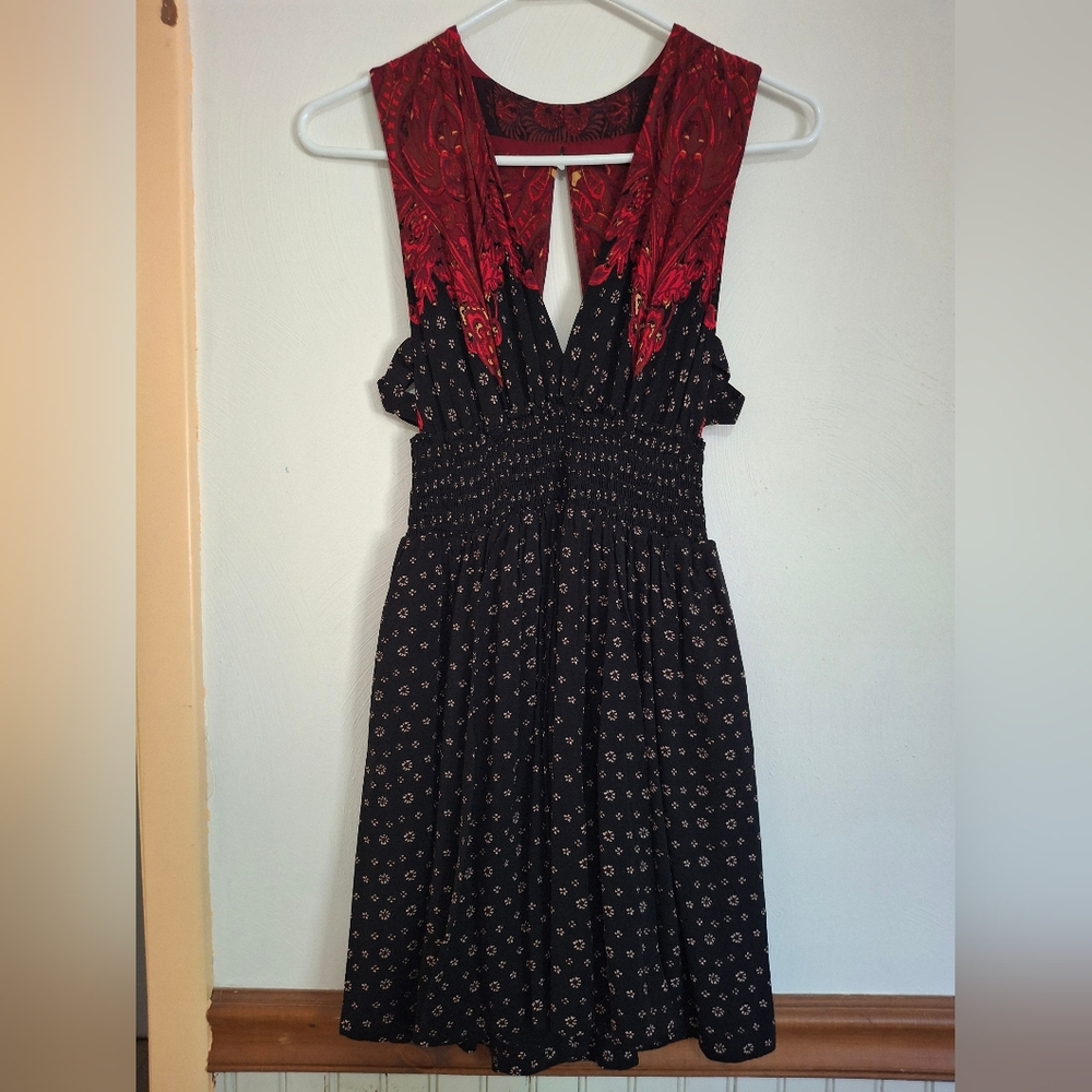 EUC Free People Red and Black Backless Sleeveless Dress